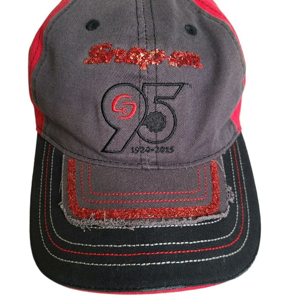 New Snap-on Tools 95th Anniversary Hat Black/Red Glitter Adjustable Embroidered